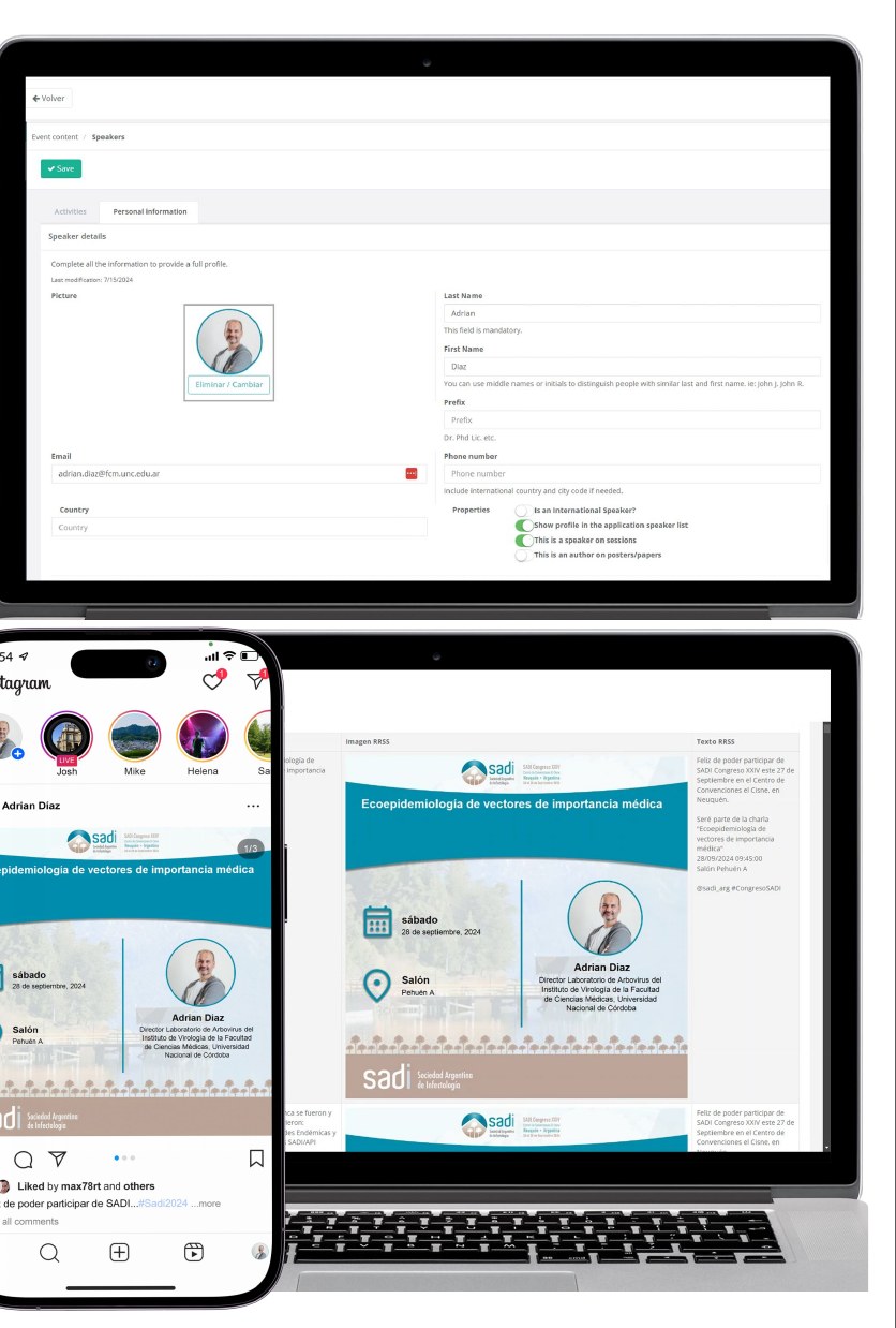 Portal de disertantes y generación automática de gráficos para redes sociales