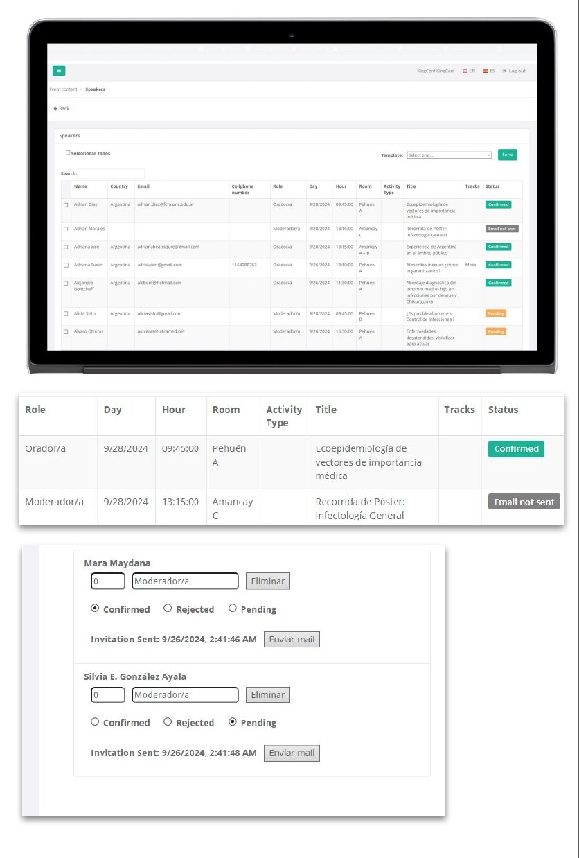 Dashboard de programación científica y coordinación de disertantes
