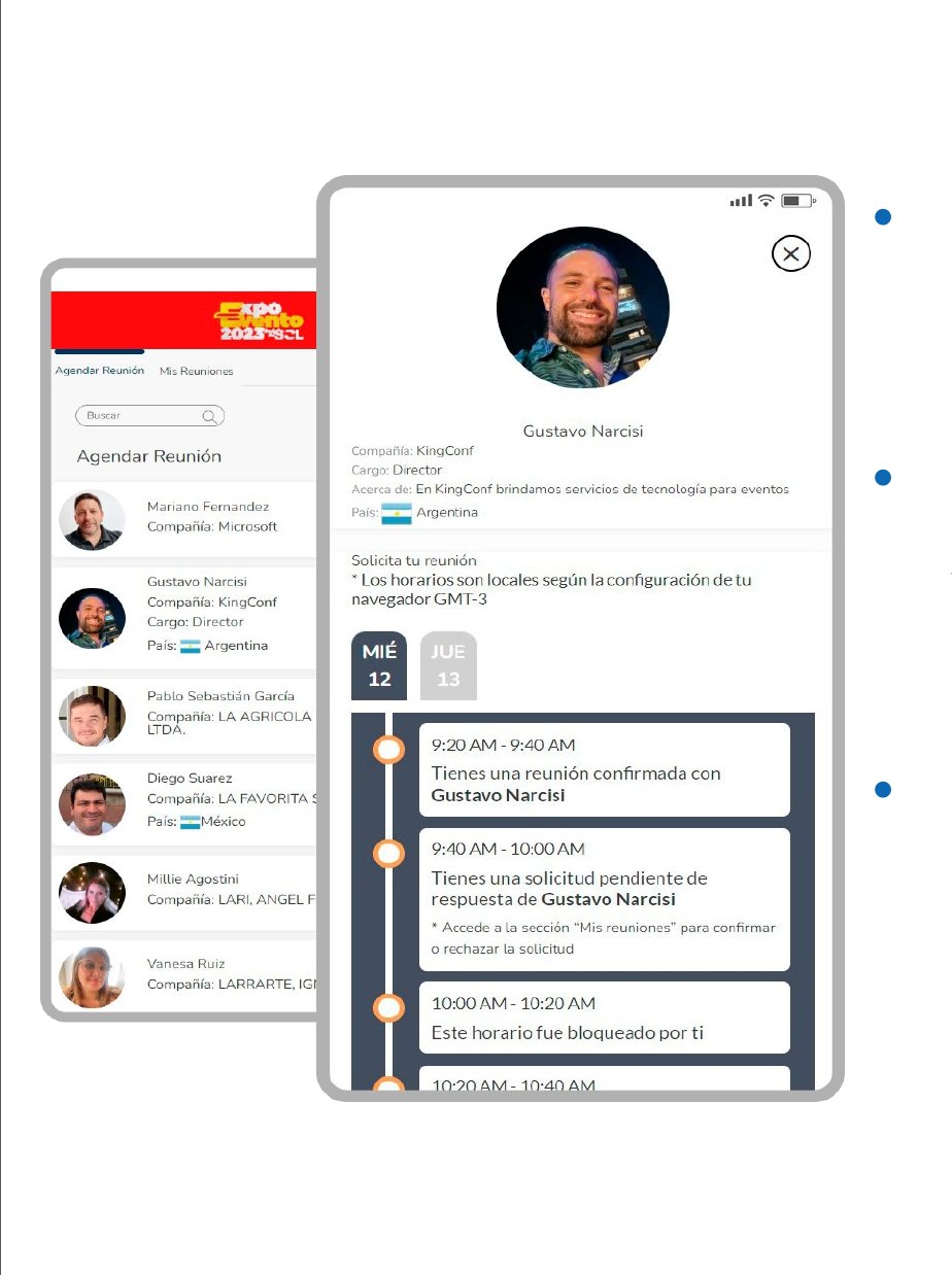Participant list with profiles on the business rounds platform
