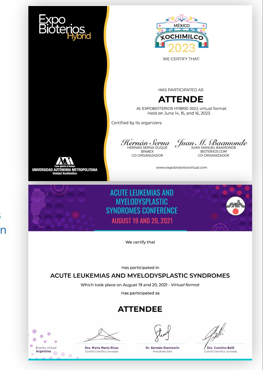 Examples of participation certificates generated by KingConf