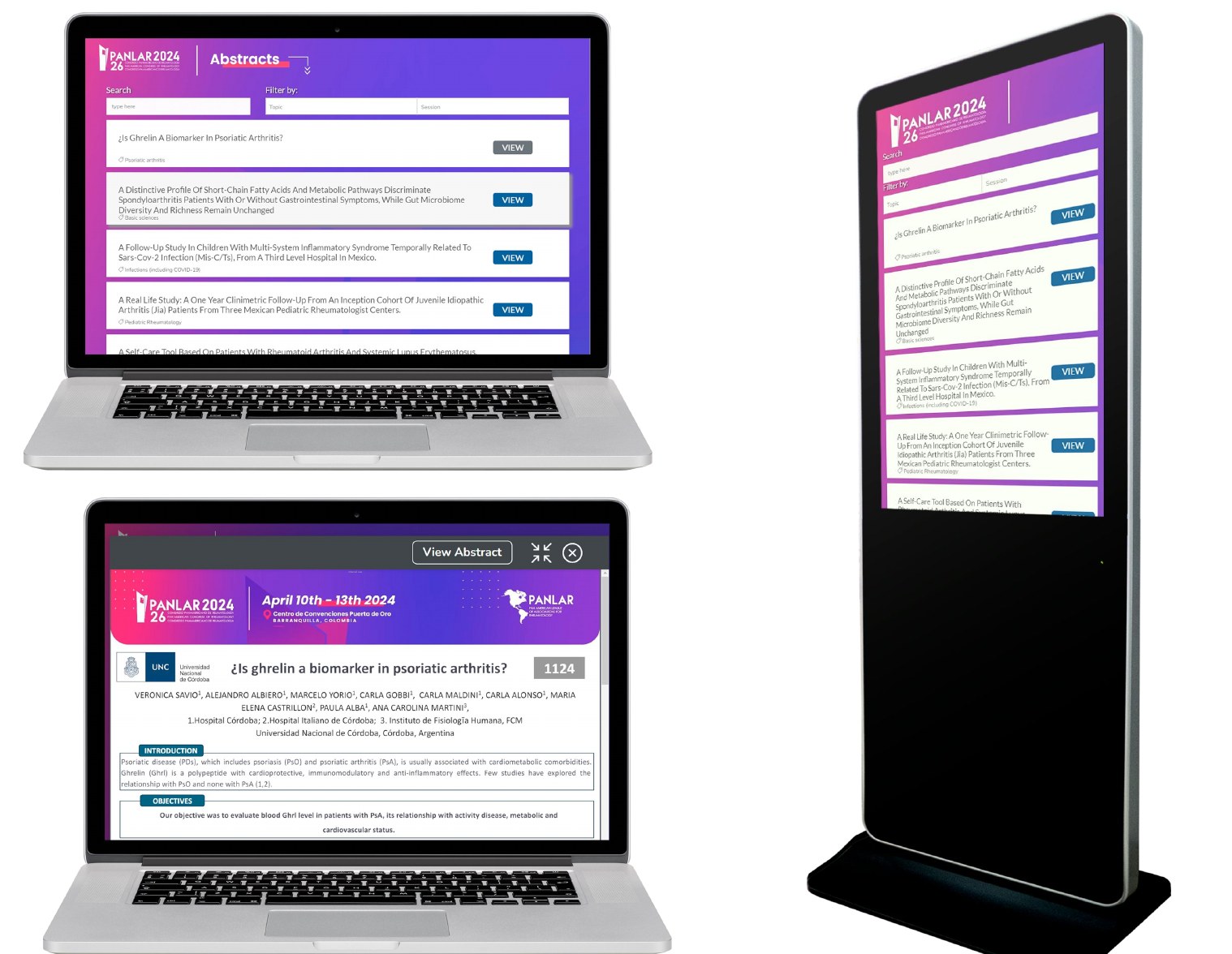 E-Posters on totems at PANLAR 2024