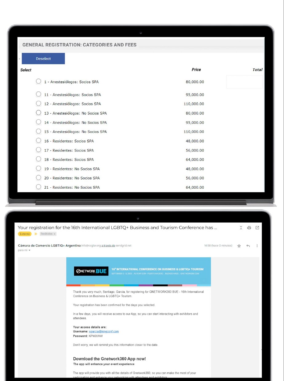 Ticket management with categories, pricing and confirmation email